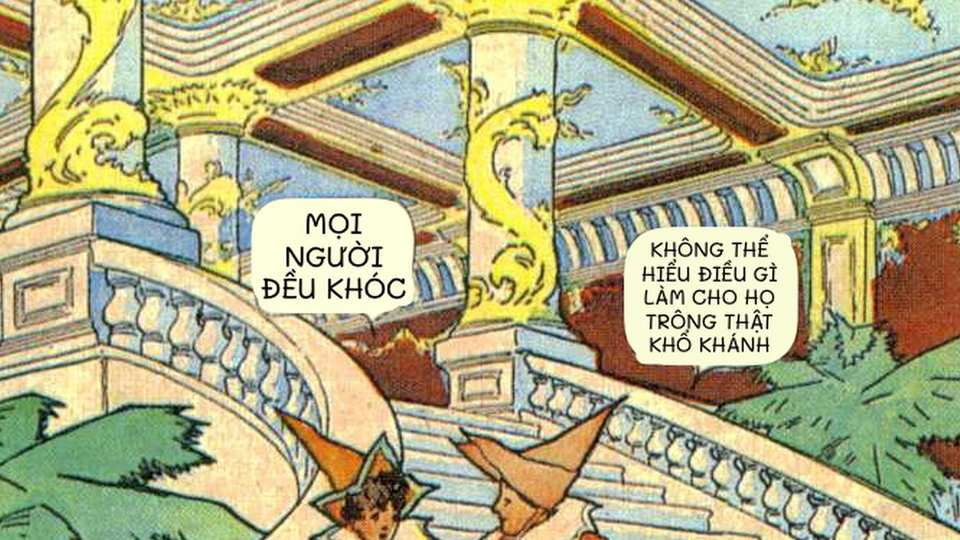 A manga-style panel with every speech bubble translated