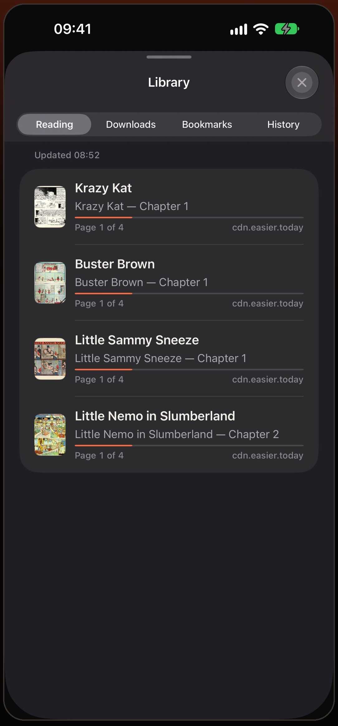 Mieru’s library with series and reading progress
