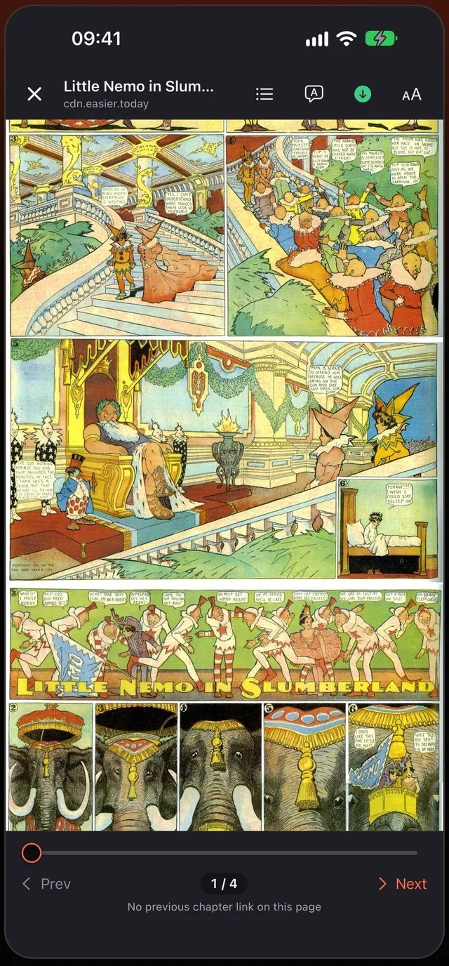 Read Mode with page counter and next and previous chapter