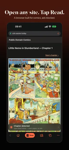 Browsing a chapter, with “Chapter detected”
